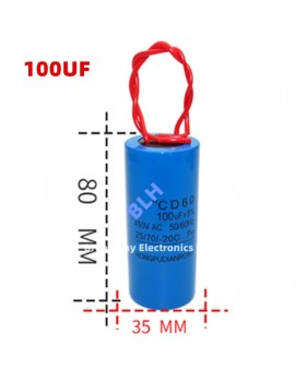 Condensateur de démarrage avec coque en plastique, cellule électrolytique, CD60, 450V, 450ylique, 100UF 80x35mm