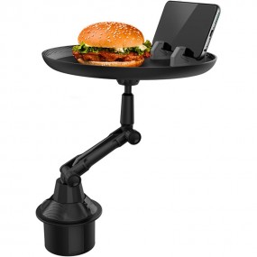 Support Voiture 360° – Plateau Gobelets & Téléphone avec Bras Pivotant