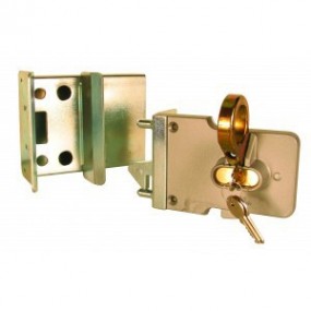 Serrure manuelle pour portail coulissant en applique - avec gâche Serrure manuelle pour portail coulissant en applique - avec gâche