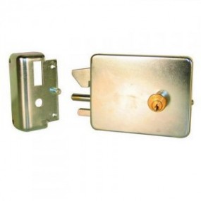 Serrure électrique pour portail coulissant en applique avec cylindre rond 50 mm - 12V - Version gauche Serrure électrique pour portail coulissant en applique avec cylindre rond 50 mm - 12V - Version gauche