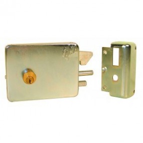 Serrure électrique pour portail coulissant en applique avec cylindre rond 50 mm - 12V - Version droite Serrure électrique pour portail coulissant en applique avec cylindre rond 50 mm - 12V - Version droite