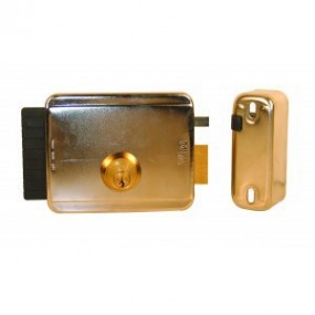 Serrure électrique droite à pêne rentrant avec cylindre rond 60 mm même clé Serrure électrique droite à pêne rentrant avec cylindre rond 60 mm même clé