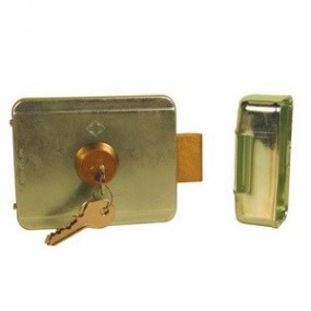 Serrure électrique à pêne basculan avec cylindre rond 50 mm même clé - 12V Serrure électrique à pêne basculan avec cylindre rond 50 mm même clé - 12V