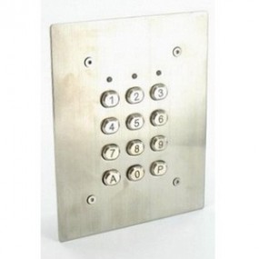 Clavier à codes filaire avec plastron inox et touches métalliques - à encastrer - 12/24V Clavier à codes filaire avec plastron inox et touches métalliques - à encastrer - 12/24V