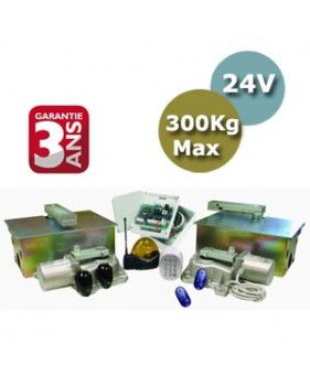 Kit automatisme enterré confort 24V - longueur vantail 2 m max - poids vantail 300 Kg max - ouverture 110°