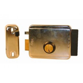 Serrure électrique gauche à pêne rentrant avec cylindre rond 60 mm Serrure électrique gauche à pêne rentrant avec cylindre rond 60 mm