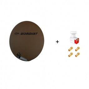 Antenne Parabole Fibre SMC 85 cm Marron WORLDSAT + LNB Twin