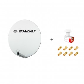 Antenne Parabole Fibre SMC 85 cm Beige WORLDSAT + LNB Quad