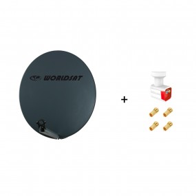 Antenne Parabole Fibre SMC 85 cm Anthracite WORLDSAT + LNB Twin
