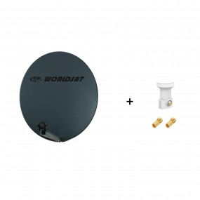 Antenne Parabole Fibre SMC 85 cm Anthracite WORLDSAT + LNB Single