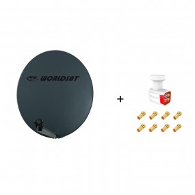 Antenne Parabole Fibre SMC 85 cm Anthracite WORLDSAT + LNB Quad