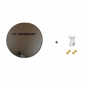 Antenne Parabole Fibre SMC 75 cm Marron WORLDSAT + LNB Single