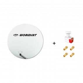 Antenne Parabole Fibre SMC 75 cm Beige WORLDSAT + LNB Twin