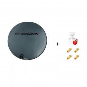 Antenne Parabole Fibre SMC 75 cm Anthracite WORLDSAT + LNB Twin