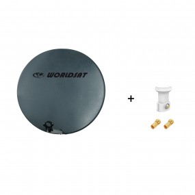 Antenne Parabole Fibre SMC 75 cm Anthracite WORLDSAT + LNB Single