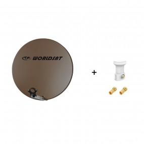 Antenne Parabole Fibre SMC 60 cm Marron WORLDSAT + LNB Single