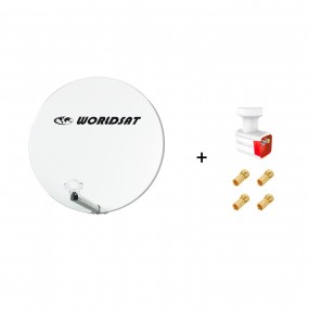 Antenne Parabole Fibre SMC 60 cm Beige WORLDSAT + LNB Twin