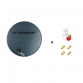 Antenne Parabole Fibre SMC 60 cm Anthracite WORLDSAT + LNB Twin
