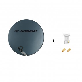 Antenne Parabole Fibre SMC 60 cm Anthracite WORLDSAT + LNB Single