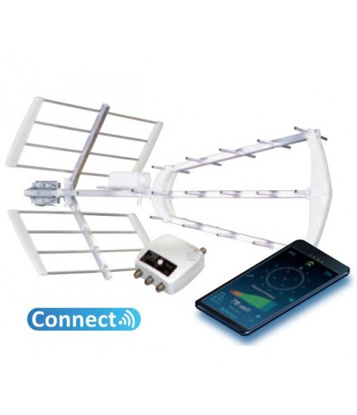 Antenne TV UHF TNT Trinappe extérieure blanc Power 55 Connect Antenne TV UHF TNT Trinappe extérieure blanc Power 55 Connect