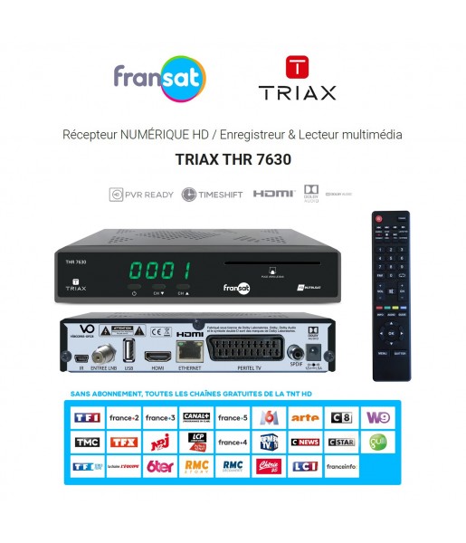 Terminal Décodeur Récepteur Numérique HD FRANSAT TRIAX THR 7630 Terminal Décodeur Récepteur Numérique HD FRANSAT TRIAX THR 7630