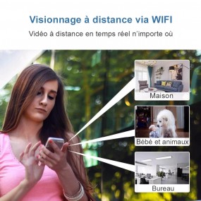 Mini caméra de surveillance IP Wifi H19 HD 30 fps capteur de mouvement