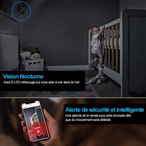 Mini caméra de surveillance IP Wifi H19 HD 30 fps capteur de mouvement