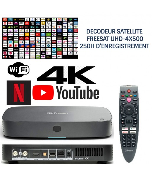 Décodeur satellite HD FREESAT UHD-4X500