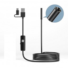 Endoscope Mini Caméra 3 En 1, 7mm Micro USB Type-C 6 LED