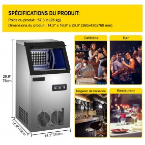 Machine à Glaçons 220V Capable de Produire 68kg
