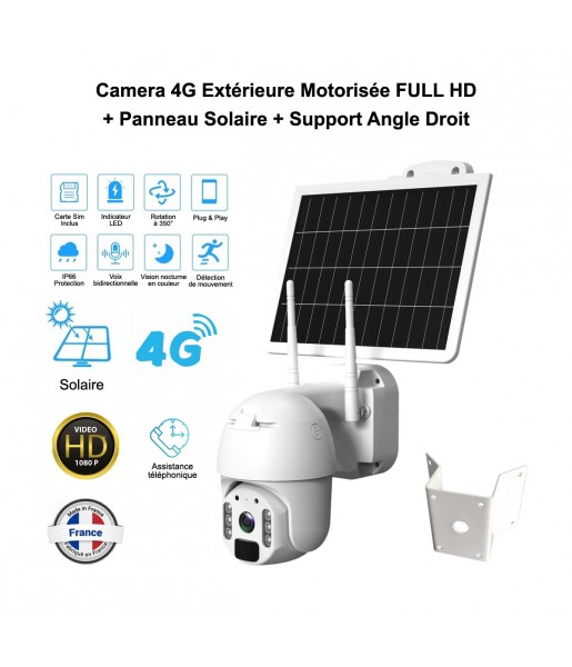 Camera 4G extérieur motorisée FULL HD solaire, vision 92 IR + nano SIM 300Mo Camera 4G extérieur motorisée FULL HD solaire, vision 92 IR + nano SIM 300Mo