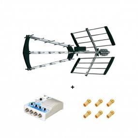 Antenne Trinappe TNT UHF Elap Clever + Amplificateur TV TNT