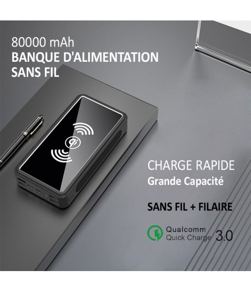 Batterie externe solaire Sans fil Induction, 80000mAh Batterie externe solaire Sans fil Induction, 80000mAh