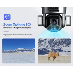 Caméra Surveillance Sécurité Solaire Sans fil Extérieure 4K 8MP 4G WIFI