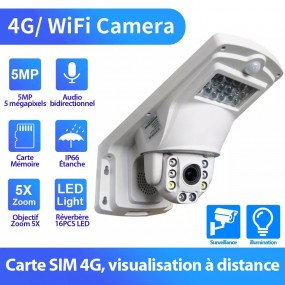 Caméra WiFi 4G réverbère PTZ IP sans fil 5MP 1920P 2560P