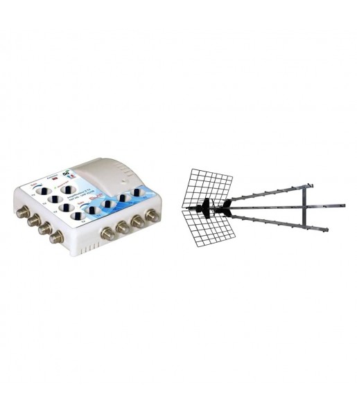 Antenne d'extérieur Trinappe amplifiée 57 dB UHF 4K HD Metronic 415049 Antenne d'extérieur Trinappe amplifiée 57 dB UHF 4K HD Metronic 415049