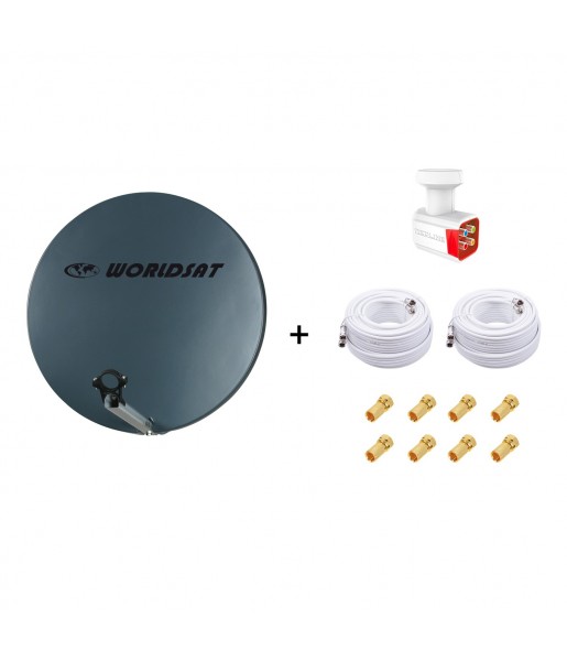 Antenne Parabole Fibre SMC 60cm Anthracite WORLDSAT + LNB Quad Antenne Parabole Fibre SMC 60cm Anthracite WORLDSAT + LNB Quad