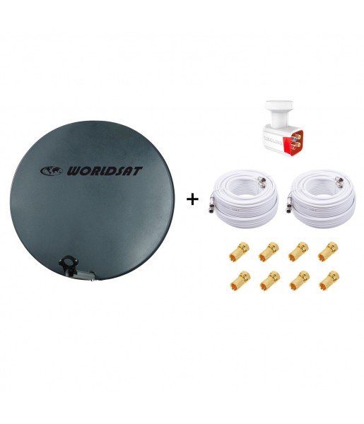 Antenne Parabole Fibre SMC 75cm Anthracite WORLDSAT + LNB Quad Antenne Parabole Fibre SMC 75cm Anthracite WORLDSAT + LNB Quad