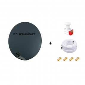 Antenne Parabole Fibre SMC 85 cm Anthracite WORLDSAT + LNB Twin