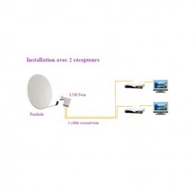 Antenne Parabole Fibre SMC 60cm Anthracite WORLDSAT + LNB Twin