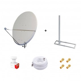 Kit Antenne Parabole 130 cm Aluminium + Support de Chevron Fixation Toit 1m
