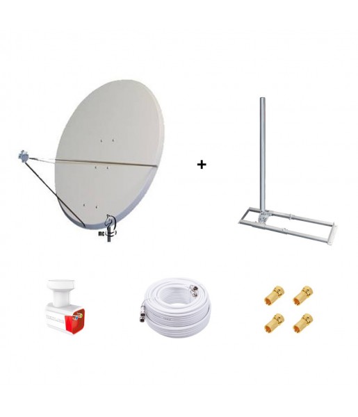 Kit Antenne Parabole 130 cm Aluminium + Support de Chevron Fixation Toit 1m Kit Antenne Parabole 130 cm Aluminium + Support de Chevron Fixation Toit 1m