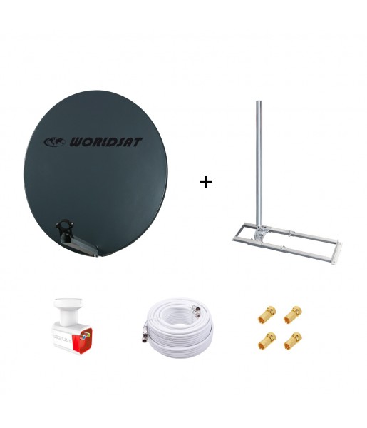 Kit Antenne Parabole Fibre 85 cm Anthracite + Support de Chevron Toit 1m Kit Antenne Parabole Fibre 85 cm Anthracite + Support de Chevron Toit 1m