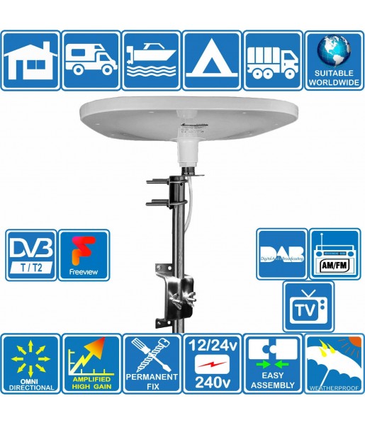Antenne TNT TV HD Amplifiée Numérique omnidirectionnelle TRAVELAIR-II Antenne TNT TV HD Amplifiée Numérique omnidirectionnelle TRAVELAIR-II