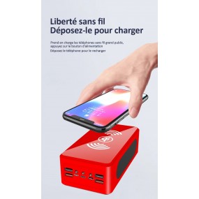 Chargeur Batterie Externe Solaire Sans Fil INDUCTION Noir 100000Mah