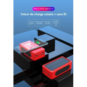 Chargeur Batterie Externe Solaire Sans Fil INDUCTION Noir 100000Mah