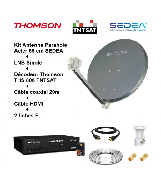 Kit Parabole Acier 65 cm Anthracite Kit Parabole Acier 65 cm Anthracite