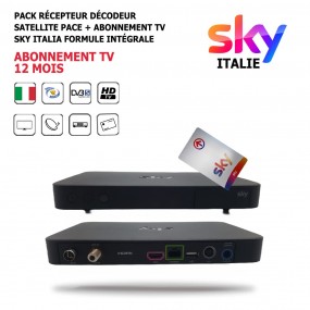 Pack Récepteur Décodeur Satellite + Abonnement Tv Pace-Sky-Italie-12-Mois