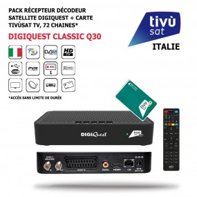 Pack Récepteur Décodeur Satellite + Abonnement Tv Digiquest-Classic-Q30