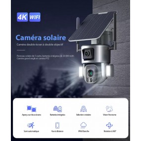 Caméra Surveillance Sécurité Solaire Sans fil Extérieure 4K 8MP WIFI